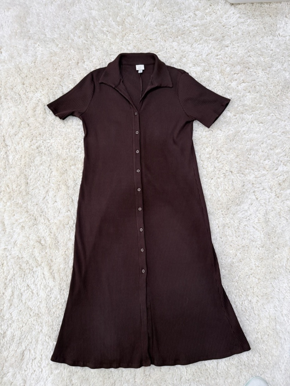 A New Day Women’s Brown Button-Front Collared Midi Dress - Picture 2 of 5